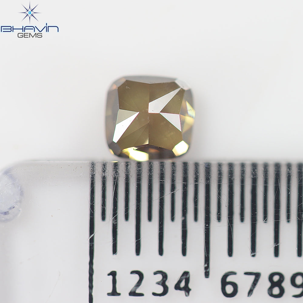 0.37 CT、クッション ダイヤモンド、ブラウン ピンク色、クラリティ VS1 (3.85 MM)