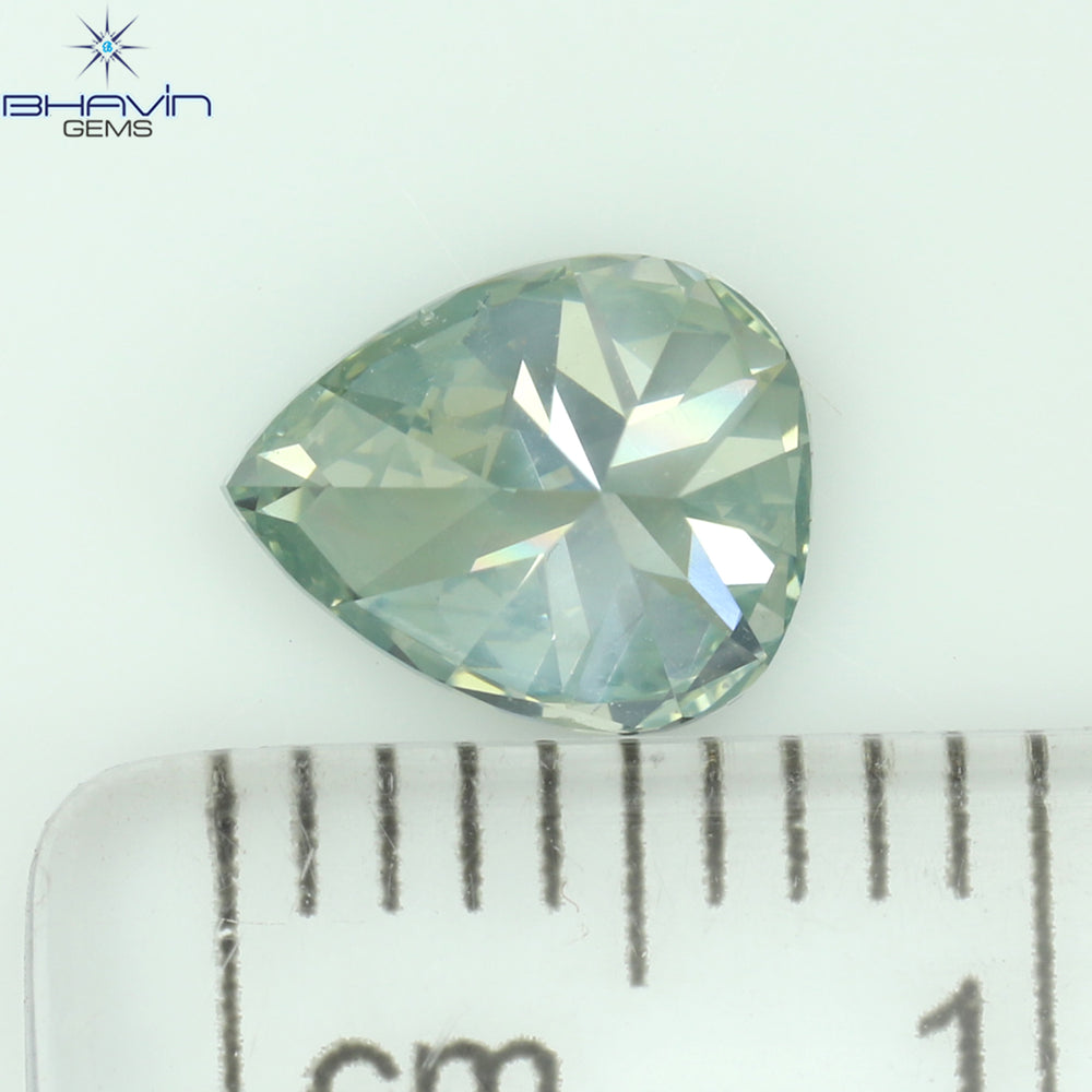 1.02 CT Pear Shape Natural Diamond Bluish Green Color VS2 Clarity (7.28 MM)