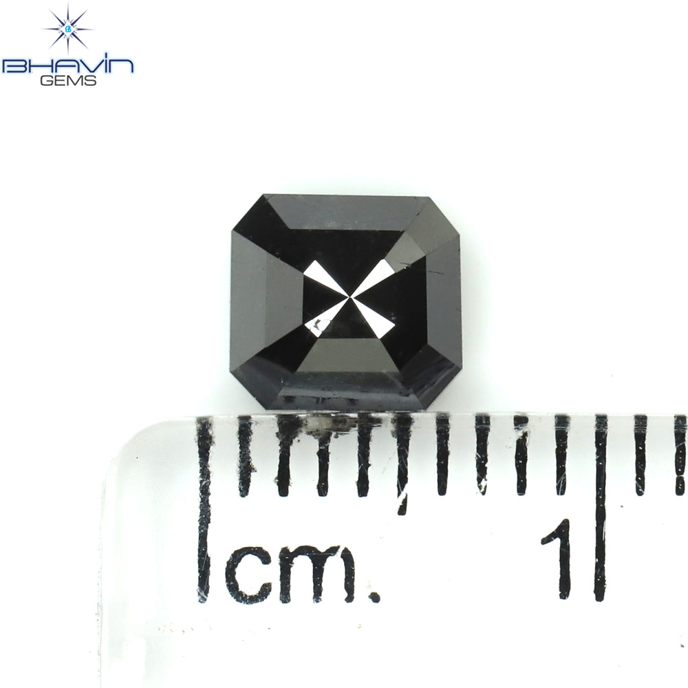 1.22 CT Asscher Shape Natural Diamond Black Color Clarity Opaque (5.96 MM)