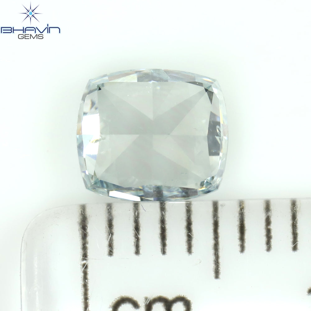 1.02 CT Cushion Shape Natural Diamond Greenish Blue Color SI1 Clarity (5.80 MM)