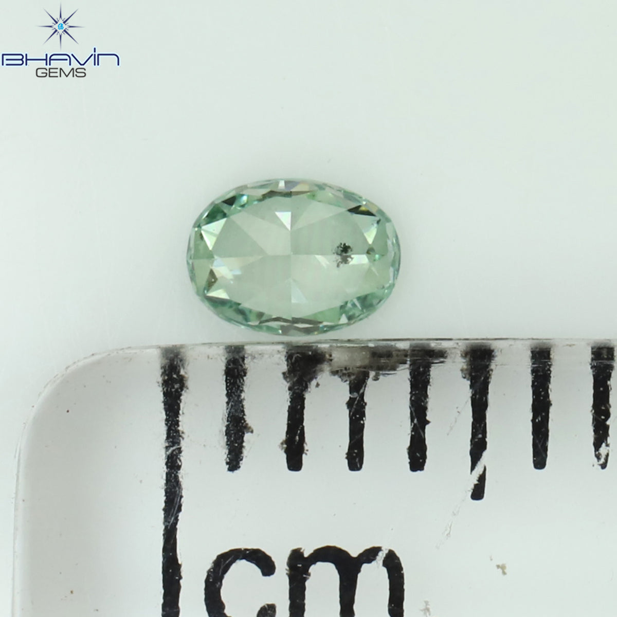 0.07 CT オーバル シェイプ ナチュラル ダイヤモンド グリーンがかったブルー カラー VS1 クラリティ (3.08 MM)