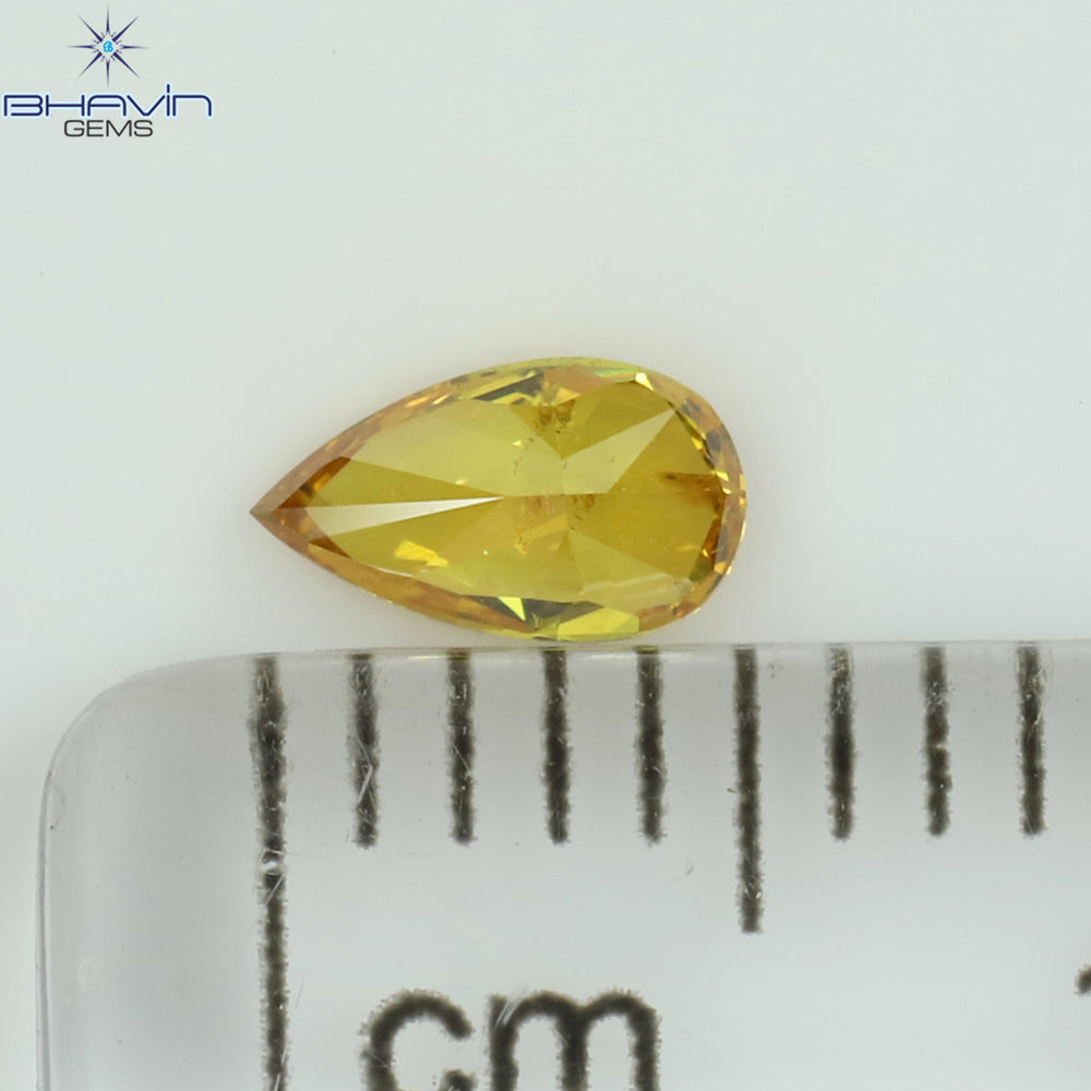 0.30 CT ペアシェイプ ナチュラル ダイヤモンド オレンジ色 VS2 クラリティ (5.39 MM)