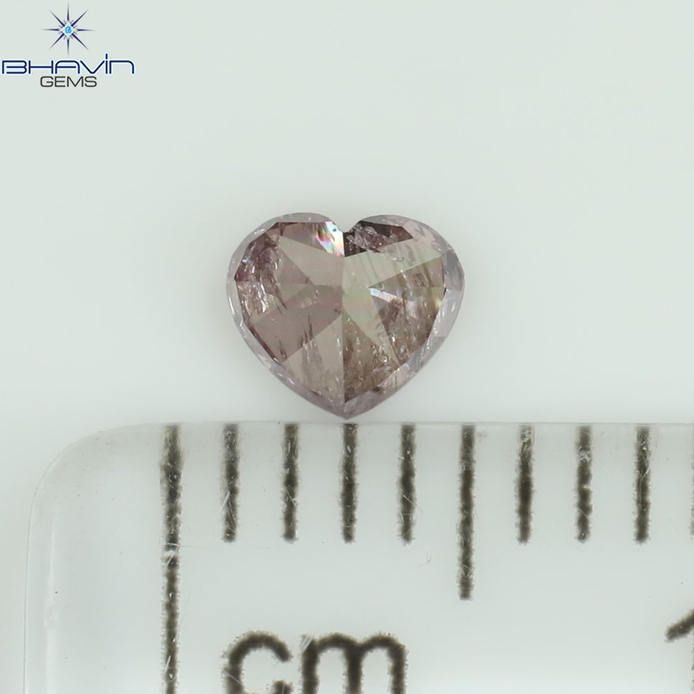 0.23 CT Heart Shape Natural Diamond Pink Color I2 Clarity (4.10 MM)