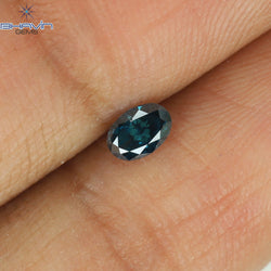 0.19 CT Oval Shape Natural Diamond Blue Color SI1 Clarity (4.26 MM)