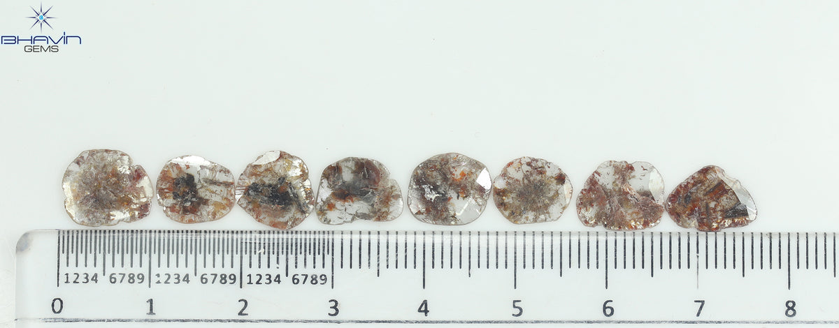 5.25 CT/8 ピース スライス シェイプ ナチュラル ルース ダイヤモンド ブラウン カラー I3 クラリティ (10.06 MM)
