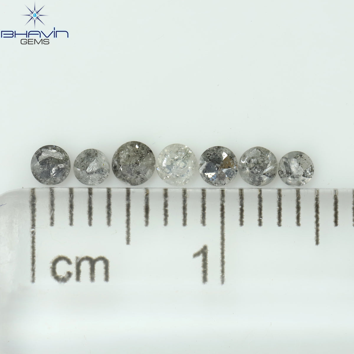0.31 CT/7 Pcs Natural Uncut Diamond Salt And Pepper Color Clarity I3 (2.28 MM)