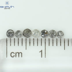 0.31 CT/7 Pcs Uncut Shape Salt And Pepper Color Natural Loose Diamond I3 Clarity (2.28 MM)