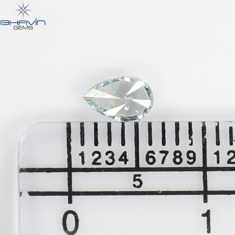 0.27 CT Natural Pear Diamond Enhanced Greenish Blue Color Clarity SI1 (5.31 MM)