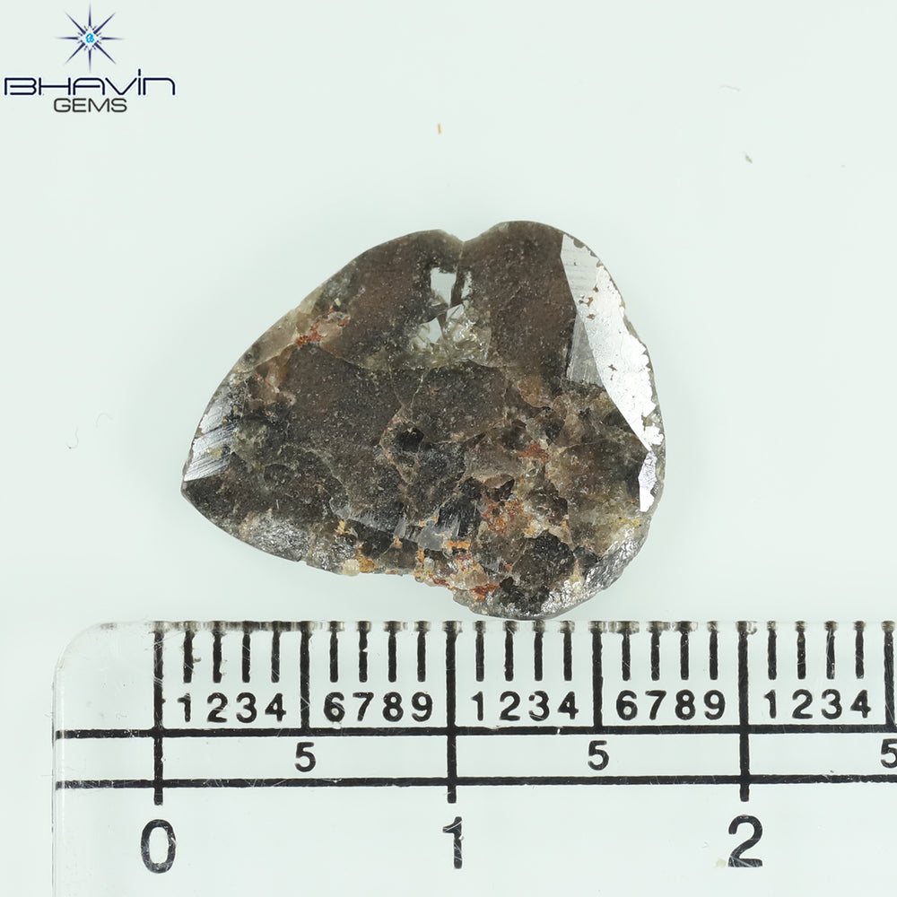 3.16 CT スライス シェイプ ナチュラル ダイヤモンド ソルト アンド ペッパー カラー I3 クラリティ (16.73 MM)