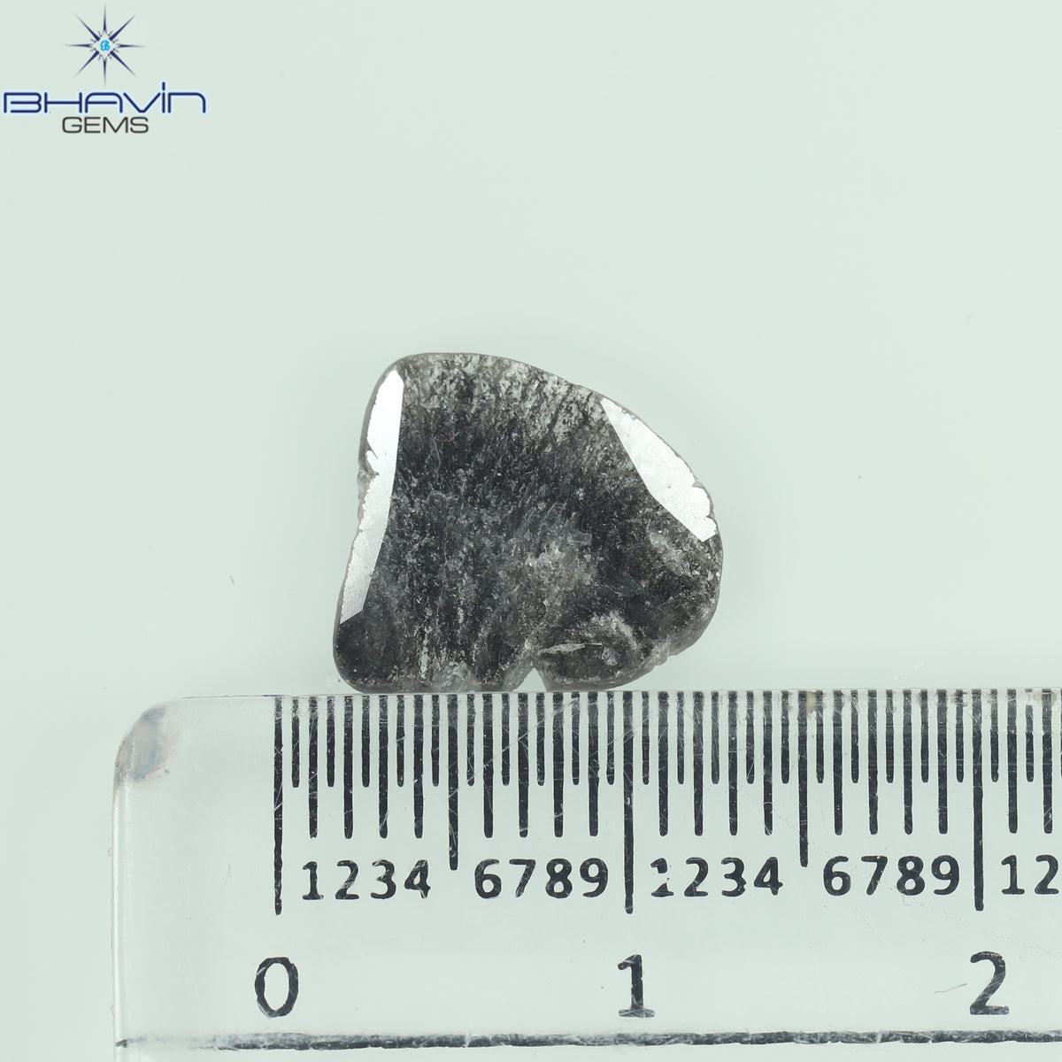 1.39 CT スライス シェイプ ナチュラル ダイヤモンド ソルト アンド ペッパー カラー I3 クラリティ (10.77 MM)