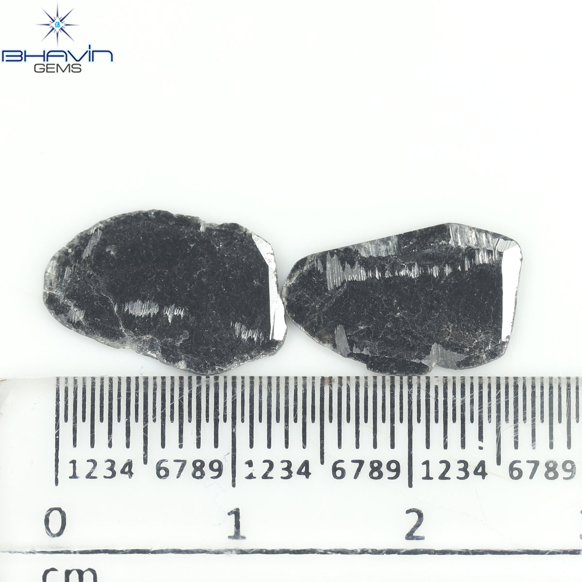 2.54 CT/2 ピース スライス シェイプ ナチュラル ダイヤモンド ブラック カラー I3 クラリティ (13.15 MM)