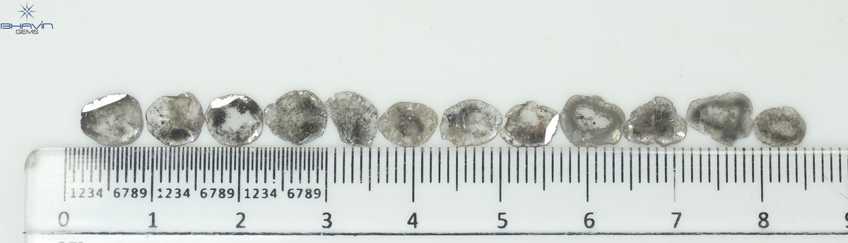 4.32 CT (12 Pcs) Slice Natural Diamond Salt And Pepper Color Clarity I3 (7.74 MM)
