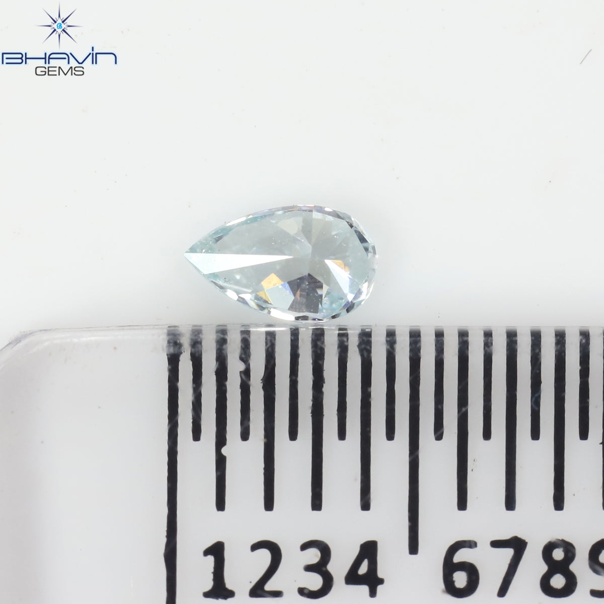 0.10 CT Natural Pear Diamond Enhanced Greenish Blue Color Clarity VS1 (3.98 MM)