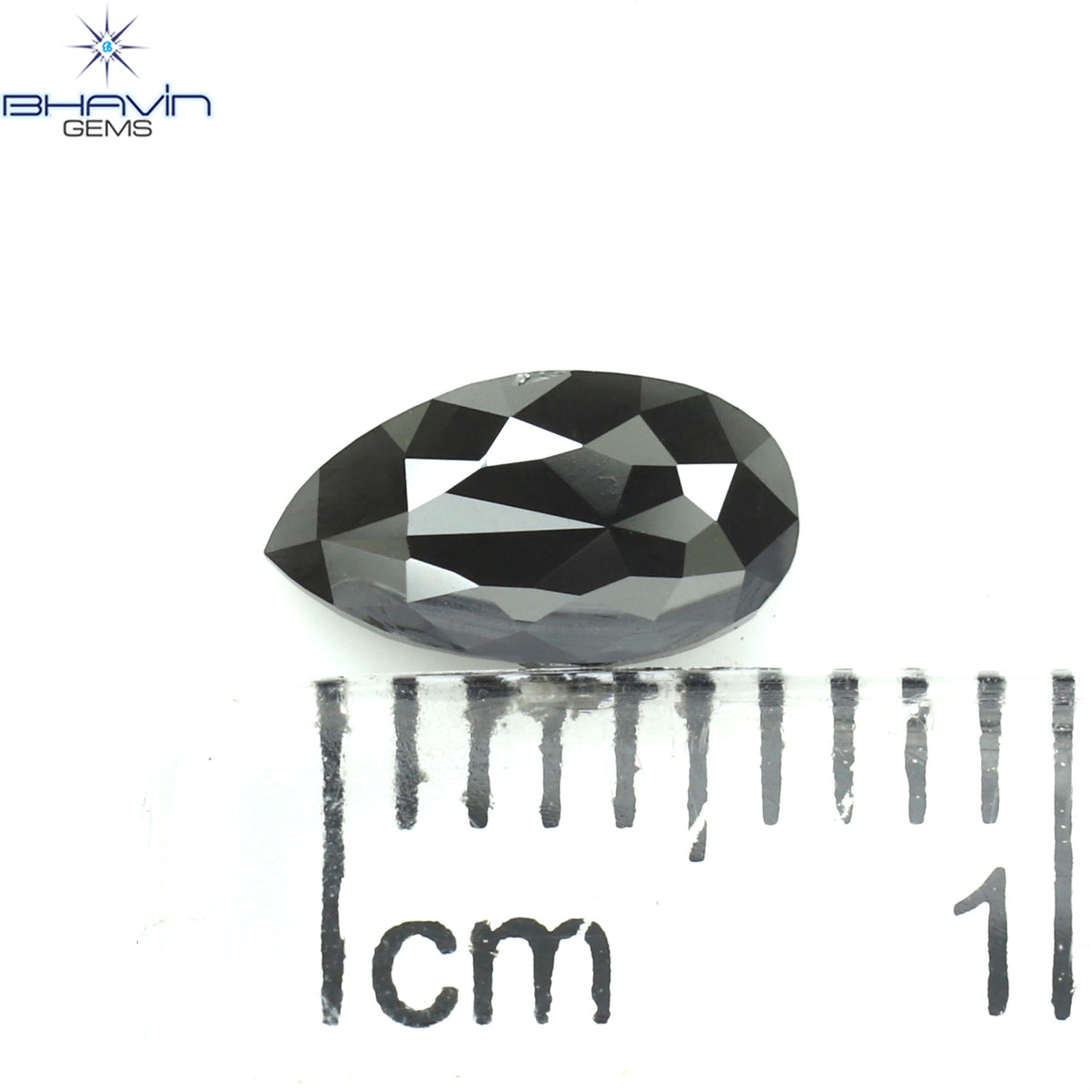 0.60 CT Natural Pear Diamond Black Color Clarity Opaque (7.38 MM)