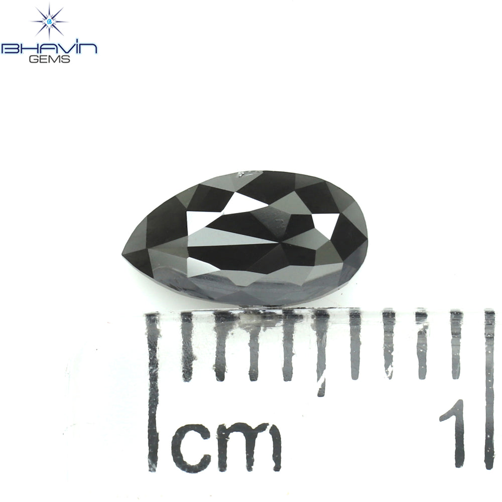 1.20 CT ペアシェイプ ナチュラル ダイヤモンド ブラック カラー I3 クラリティ (10.68 MM)