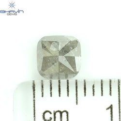 1.11 CT クッション シェイプ ソルト アンド ペッパー カラー ダイヤモンド クラリティ I3 (5.59 MM)