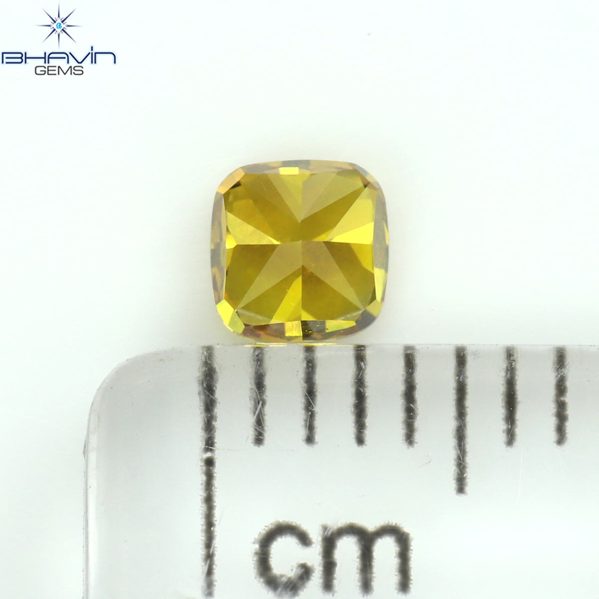 0.32 CT Natural Cushion Diamond Enhanced Orange Yellow Color Clarity VS2 (3.68 MM)