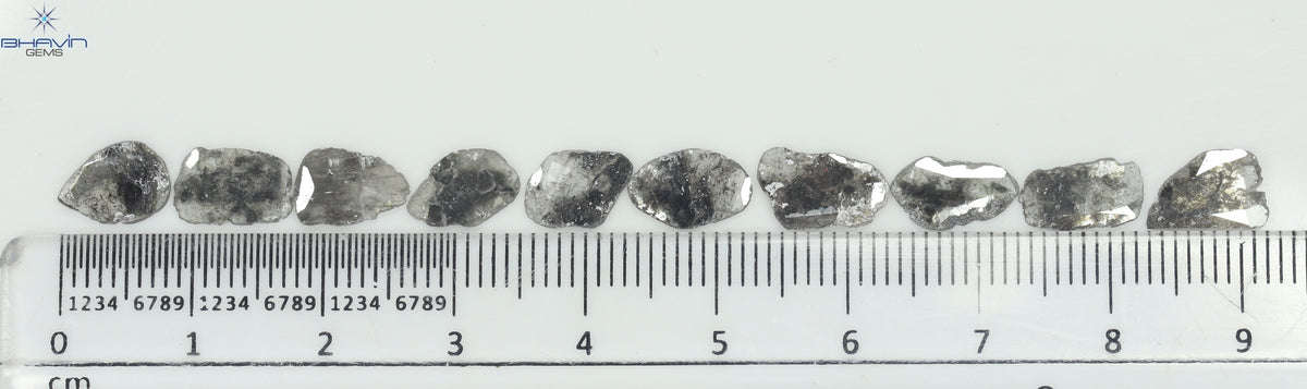 5.60 CT/10 個スライス ダイヤモンド ソルト アンド ペッパー カラー クラリティ I3 (10.17 MM)