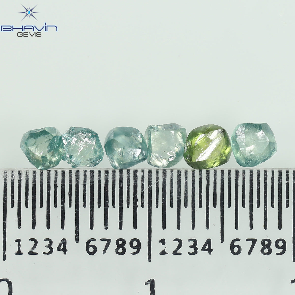 1.17 CT (6 Pcs) Rough Natural Diamond Enhanced Greenish Blue Color Clarity VS2 (3.55 MM)