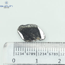1.14 CT スライス シェイプ ナチュラル ダイヤモンド ソルト アンド ペッパー カラー I3 クラリティ (13.00 MM)