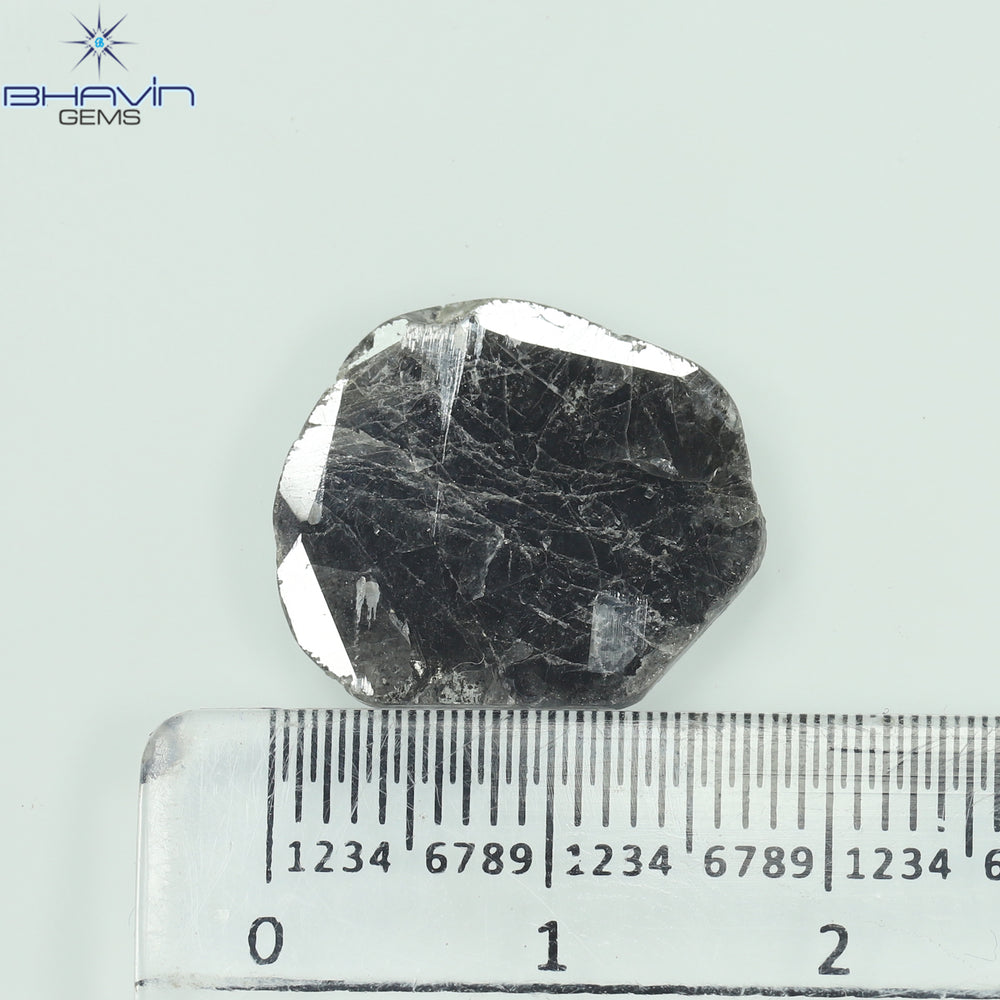 5.70 CT スライス シェイプ ナチュラル ダイヤモンド ソルト アンド ペッパー カラー I3 クラリティ (17.50 MM)
