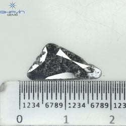 0.93 CT スライス形状 天然ダイヤモンド ソルト アンド ペッパー カラー I3 クラリティ (14.60 MM)