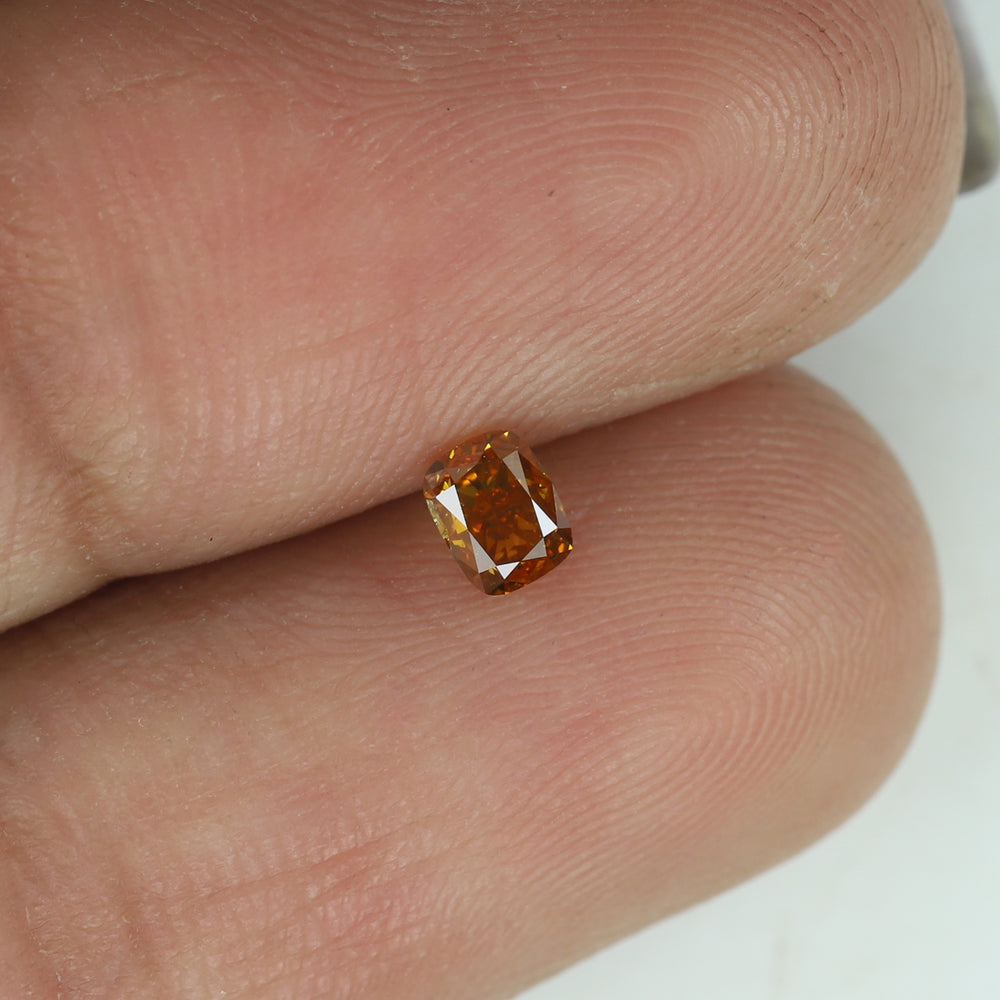 0.22 CT Cushion Shape Natural Diamond Orange Color SI1 Clarity (3.67 MM)