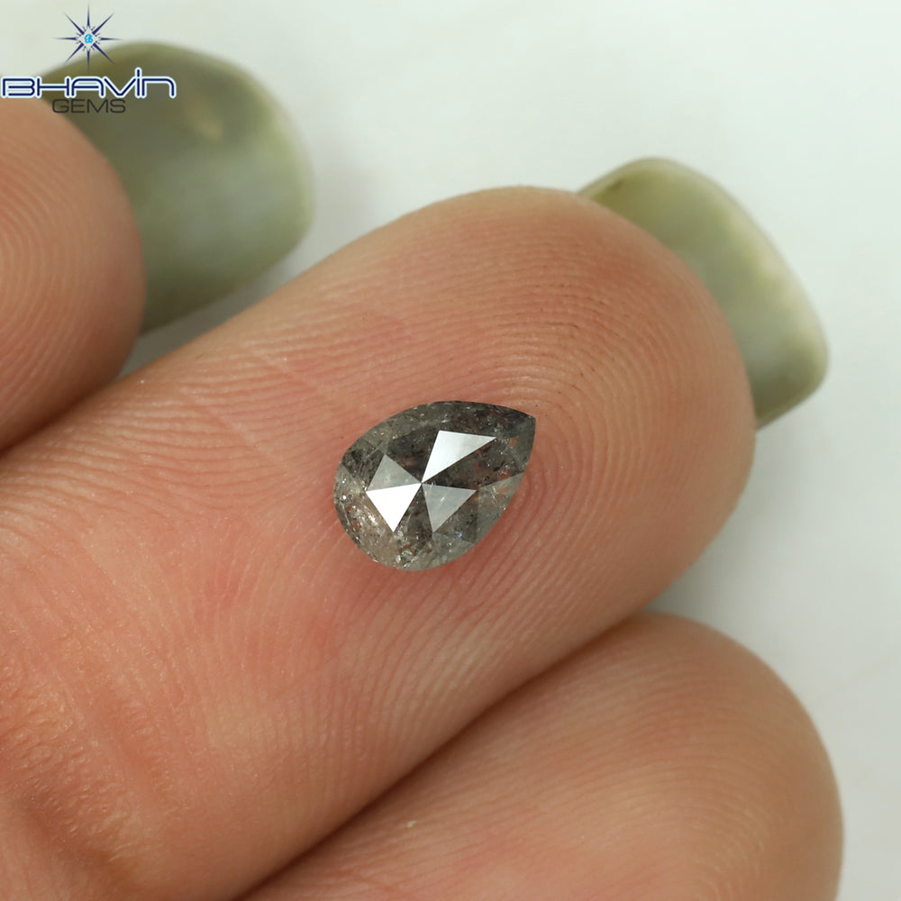 0.39 CT ペアシェイプ ナチュラル ルース ダイヤモンド ソルト アンド ペッパー カラー I3 クラリティ (5.27 MM)