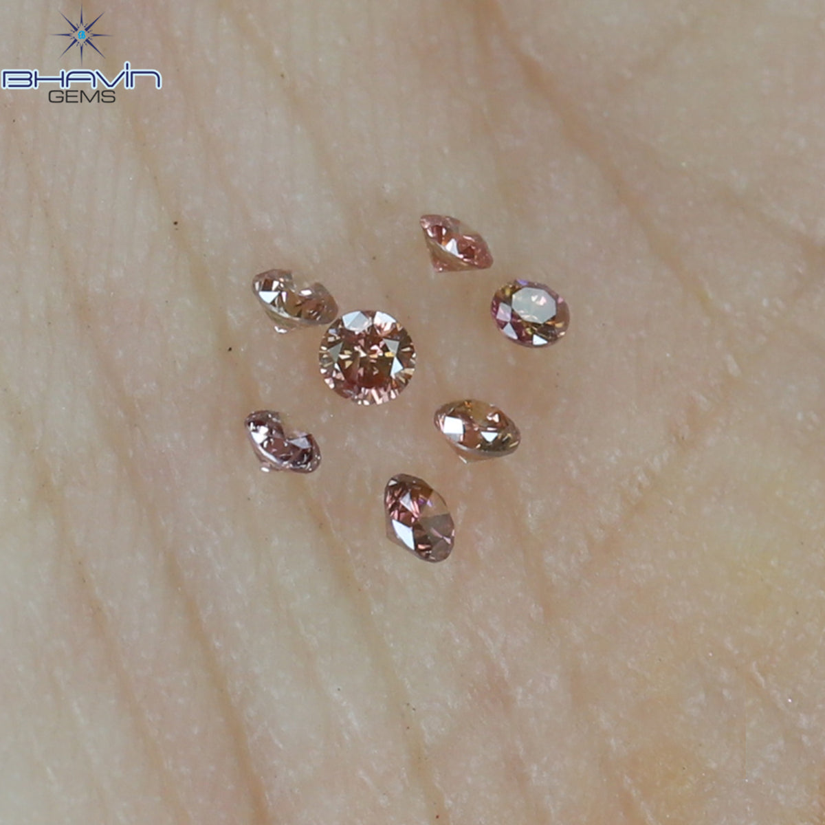 0.08 CT/7 Pcs Natural Round Diamond Enhanced Pink Color Clarity SI (1.50 MM)