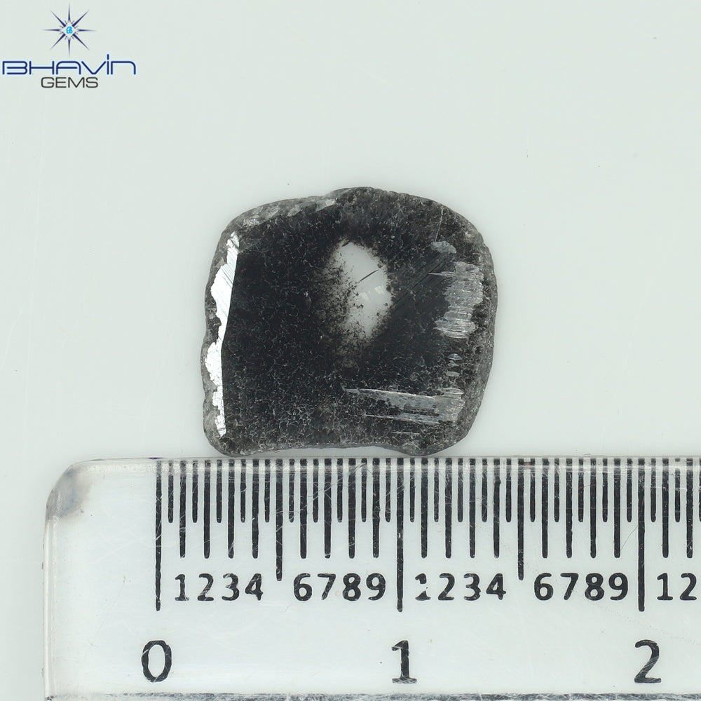 2.24 CT スライス シェイプ ナチュラル ダイヤモンド ソルト アンド ペッパー カラー I3 クラリティ (12.15 MM)