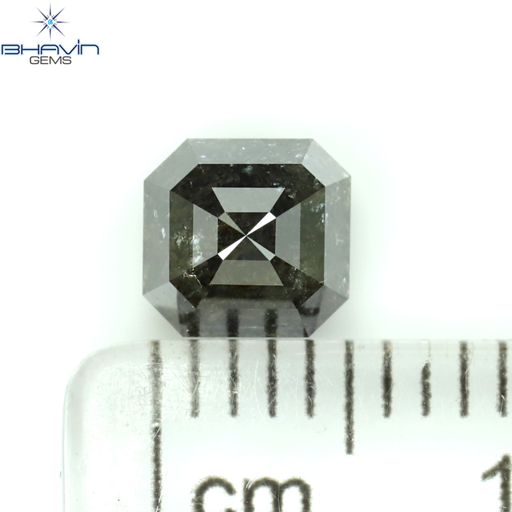 1.17 CT Asscher Shape Natural Diamond Salt And Pepper Color I3 Clarity (5.40 MM)