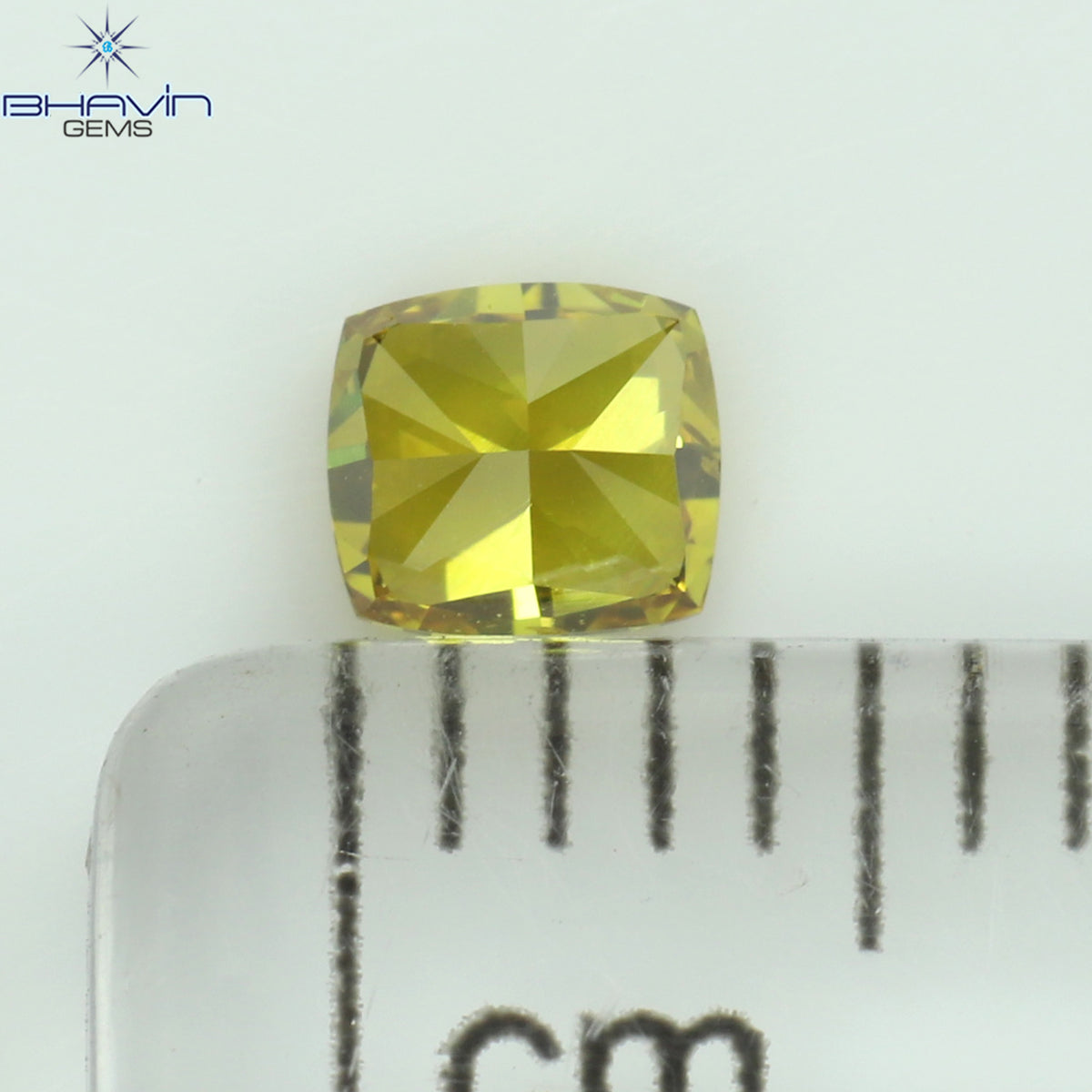 0.30 CT Natural Cushion Diamond Enhanced Orange Yellow Color Clarity SI1 (3.84 MM)
