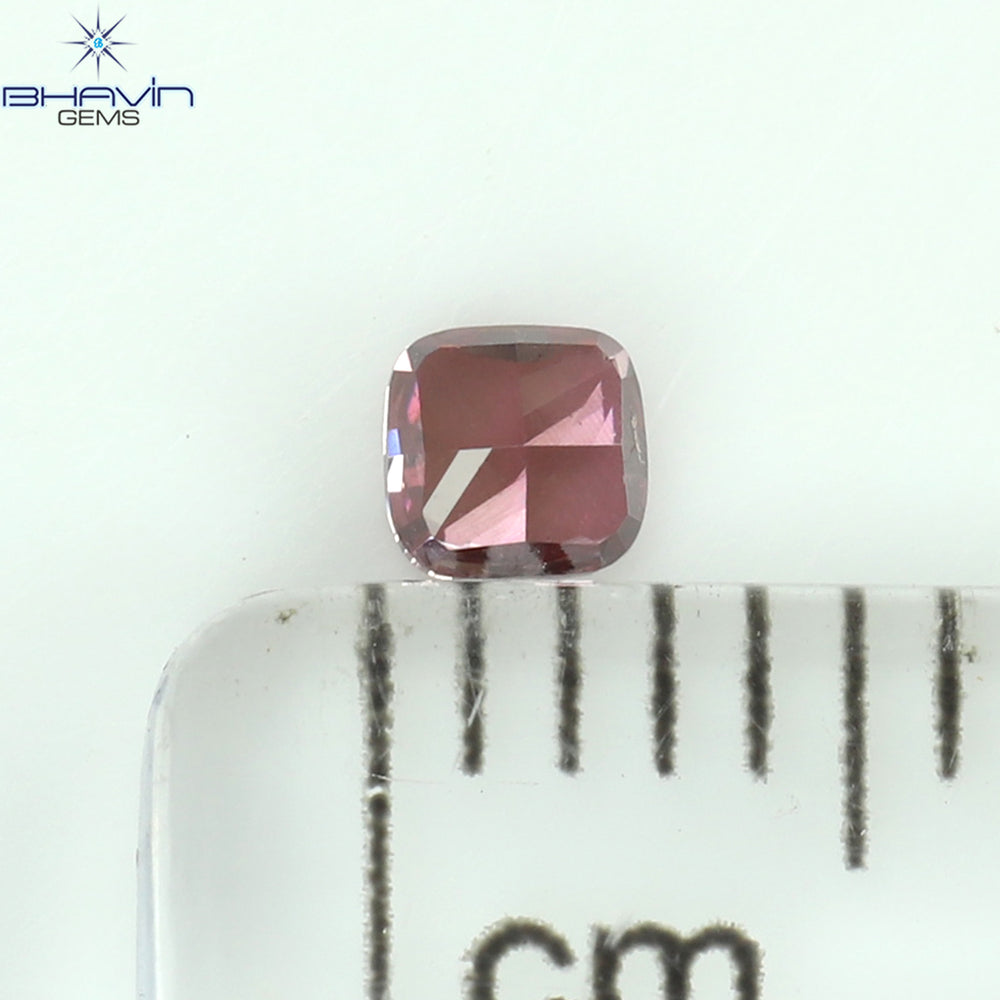 0.14 CT クッション シェイプ ナチュラル ダイヤモンド ピンク色 VS1 クラリティ (2.74 MM)