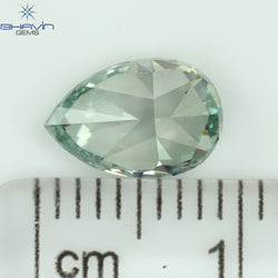 0.37 CT ペアシェイプ ナチュラル ダイヤモンド グリーンがかったブルー カラー VS1 クラリティ (6.00 MM)