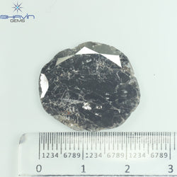 8.69 CT スライス シェイプ ナチュラル ダイヤモンド ソルト アンド ペッパー カラー I3 クラリティ (24.00 MM)