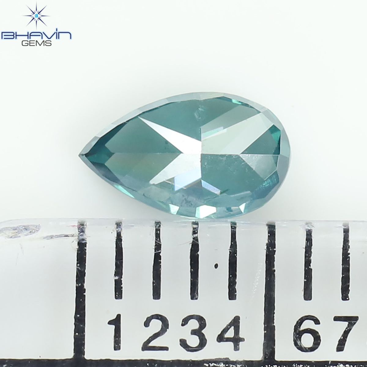 0.30 CT Pear Natural Diamond Enhanced Greenish Blue Color Clarity SI2 (3.41 MM)