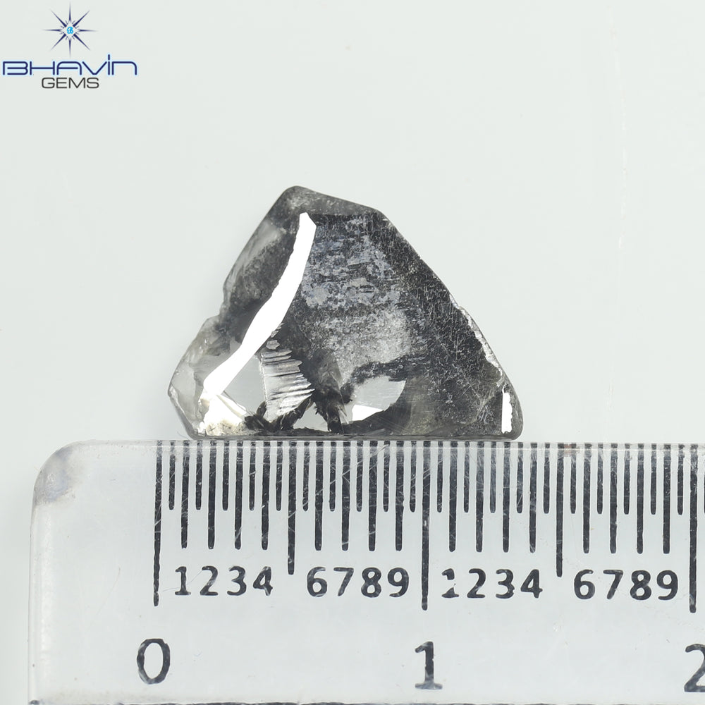 2.08 CT スライス シェイプ ナチュラル ダイヤモンド ソルト アンド ペッパー カラー I3 クラリティ (12.60 MM)