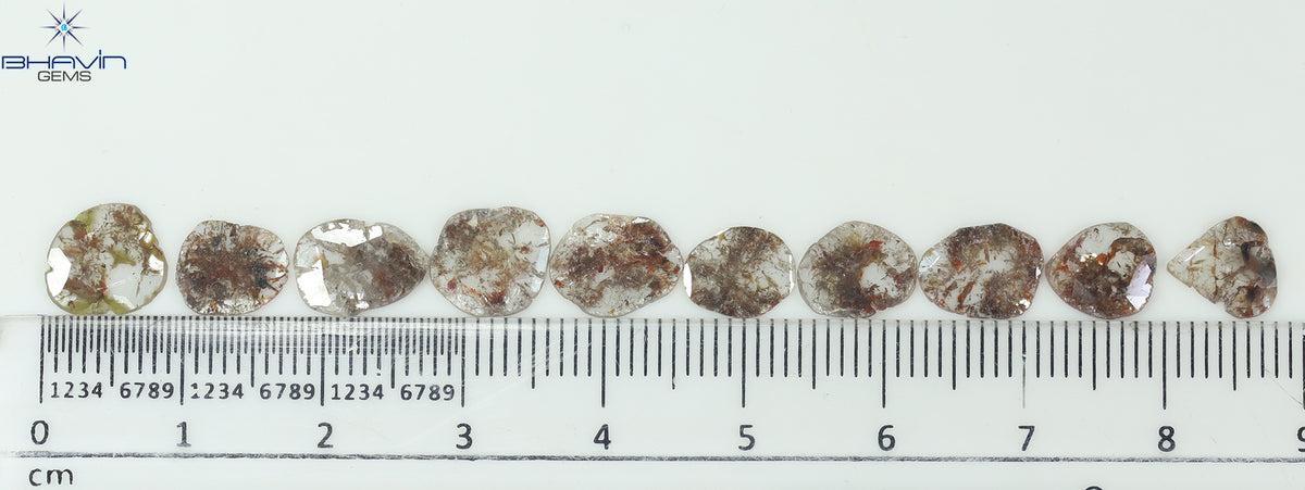 5.21 CT (10 Pcs) Slice Natural Diamond Brown Color Clarity I3 (9.76 MM)