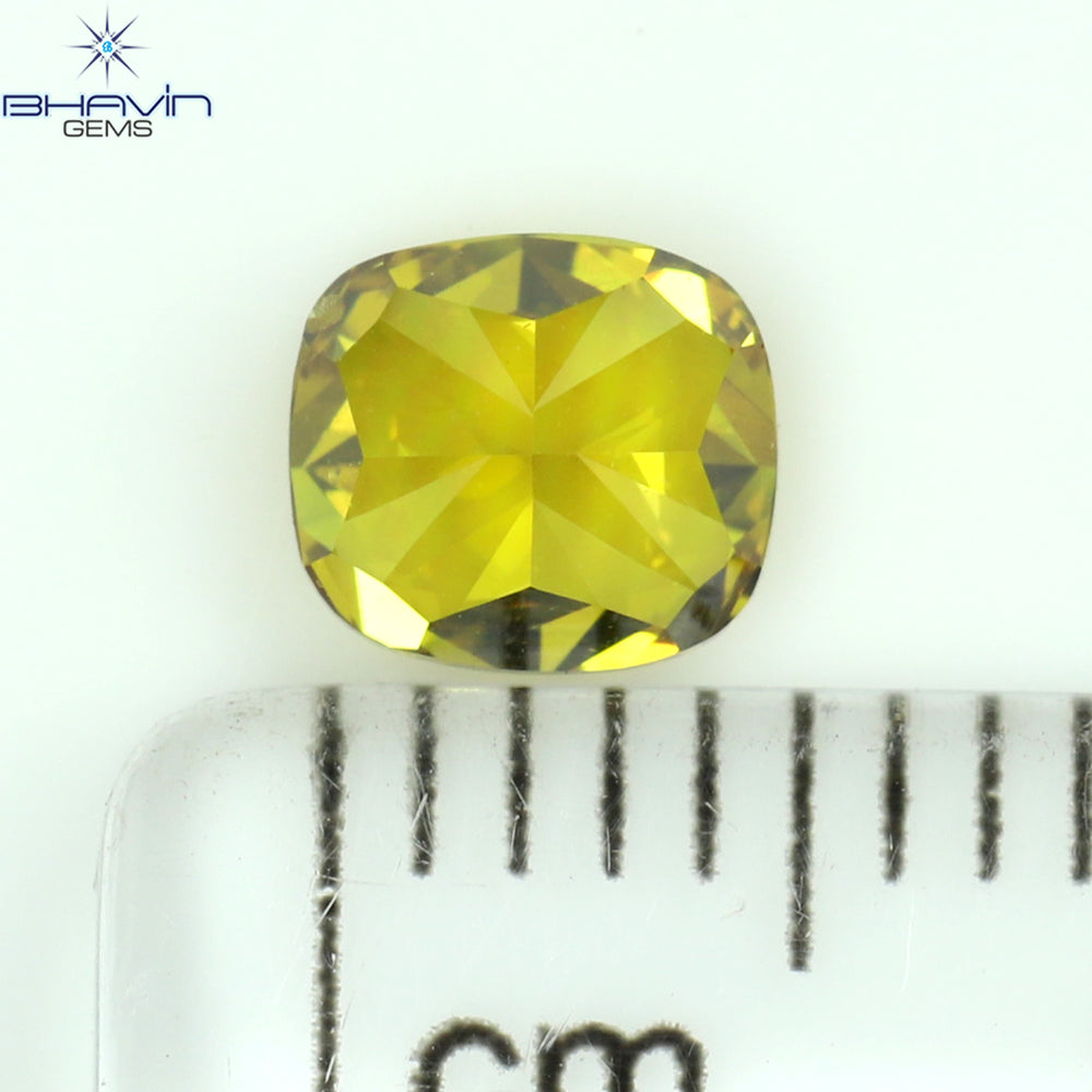 0.68 CT Cushion Shape Natural Diamond Enhanced Orange Color VS2 Clarity (5.21 MM)