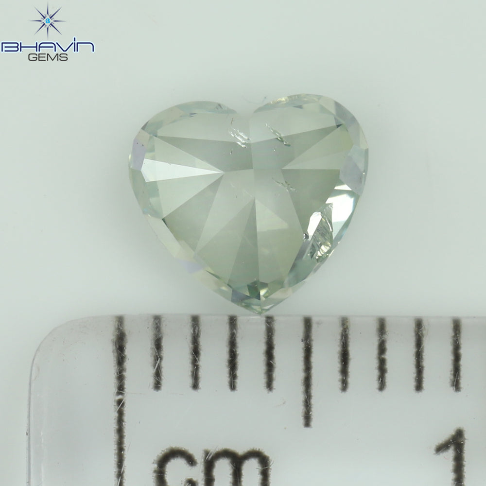 1.01 CT Heart Shape Natural Diamond Bluish Green Color SI1 Clarity (6.46 MM)