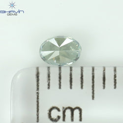 0.10 CT オーバルシェイプ ナチュラル ダイヤモンド ブルーイッシュ グリーン カラー VS1 クラリティ (3.57 MM)