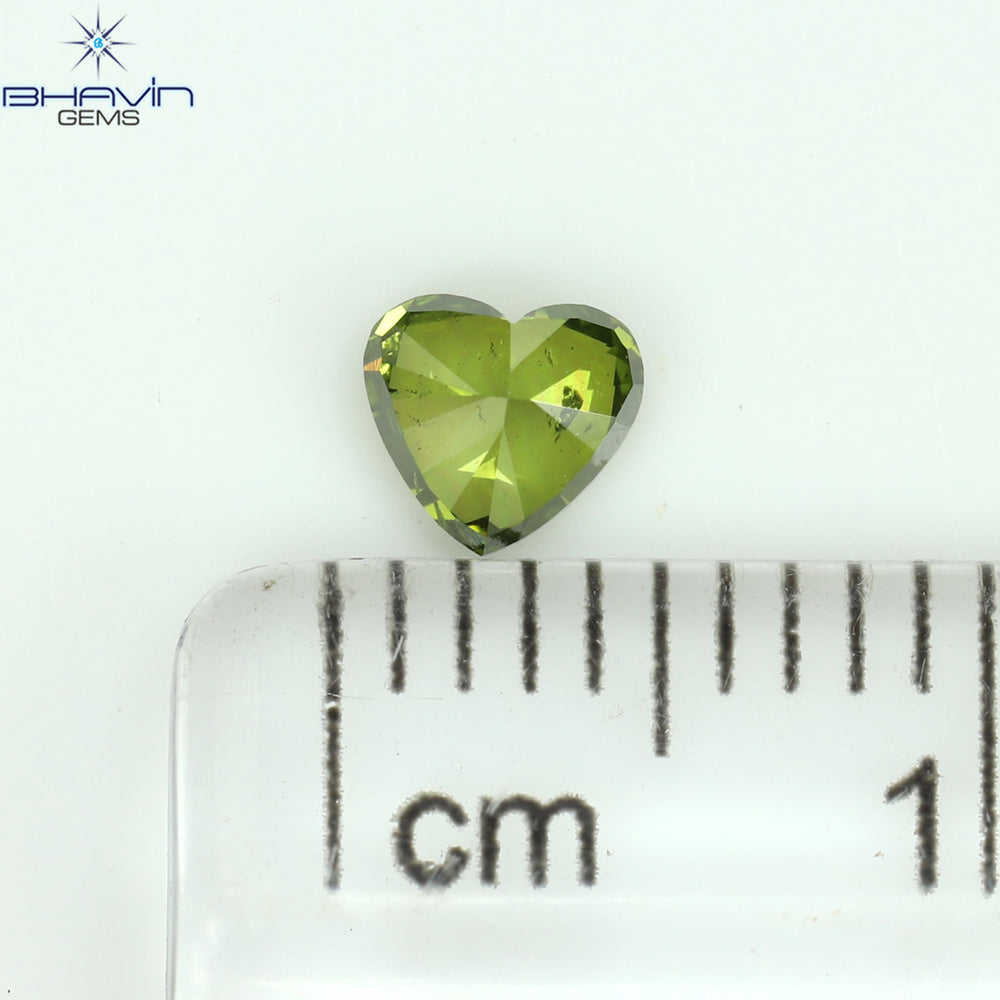 0.32 CT ハート シェイプ ナチュラル ダイヤモンド グリーン カラー SI2 クラリティ (4.00 MM)