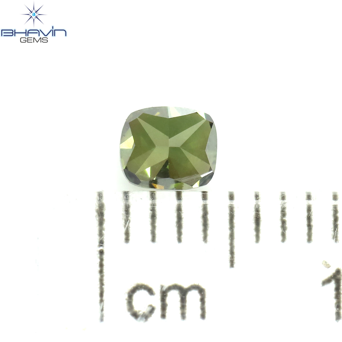 0.27 CT Natural Cushion Diamond Enhanced Green Color Clarity VS1 (3.77 MM)