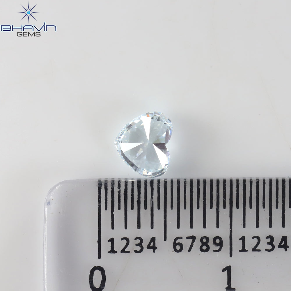 0.45 CT ハートシェイプ 天然ダイヤモンド 緑がかった青色 VS1 クラリティ (4.36 MM)