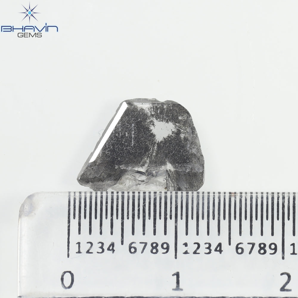 1.07 CT スライス シェイプ ナチュラル ダイヤモンド ソルト アンド ペッパー カラー I3 クラリティ (12.09 MM)