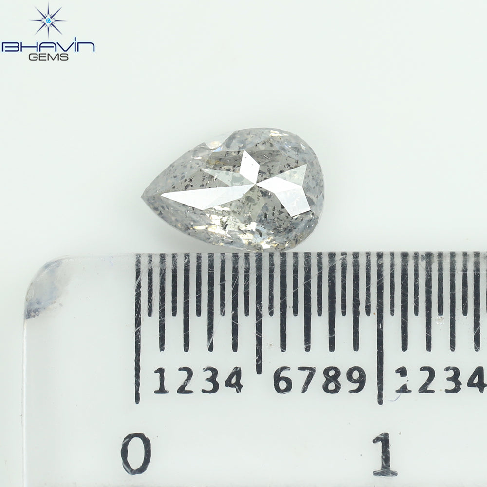 1.03 CT Pear Shape Natural Diamond Salt And pepper Color I3 Clarity (7.61 MM)