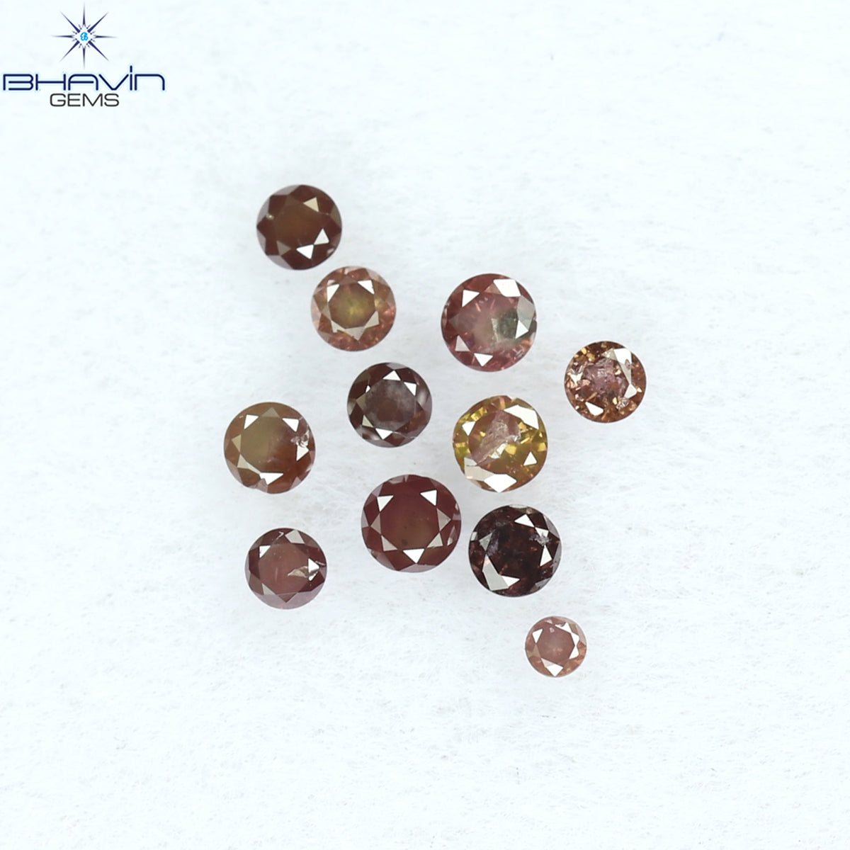 0.18 CT/11 個 ラウンド シェイプ ナチュラル ルース ダイヤモンド ピンク カラー I3 クラリティ (1.75 MM)