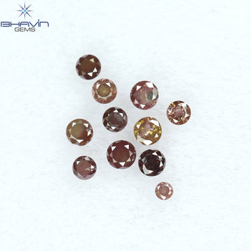 0.18 CT/11 個 ラウンド シェイプ ナチュラル ルース ダイヤモンド ピンク カラー I3 クラリティ (1.75 MM)