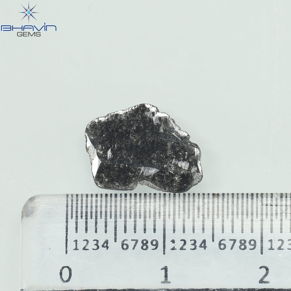 1.09 CT スライス形状 天然ダイヤモンド ソルト アンド ペッパー カラー I3 クラリティ (11.82 MM)
