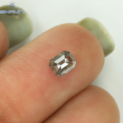 0.50 CT Emerald Shape Natural Diamond Salt And Pepper Color I3 Clarity (4.70 MM)